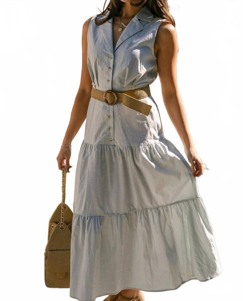 NEW HOW VERY LOVED aliyah raffia belt midi dress in light sage